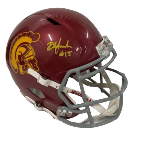 Football helmets for players of all skill levels-Drake London Autographed USC Trojans Maroon Full Size Replica Speed Helmet Beckett