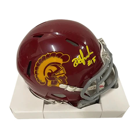 Outer shell materials for football helmets-Drake London Autographed USC Trojans Maroon Speed Mini Helmet - Beckett