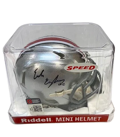 Football helmet impact testing-Emeka Egbuka Autographed Ohio State Silver Mini Helmet