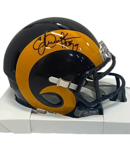 Improving football helmet safety features-Eric Dickerson Autographed "HOF 99" Rams Mini Football Helmet