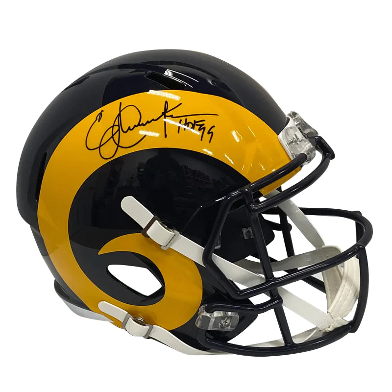 Internal and external protection analysis of football helmets-Eric Dickerson Autographed Rams "HOF 99" Replica Helmet