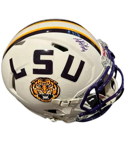 Football helmets for youth players-Harold Perkins Jr. Autographed LSU White Authentic Football Helmet