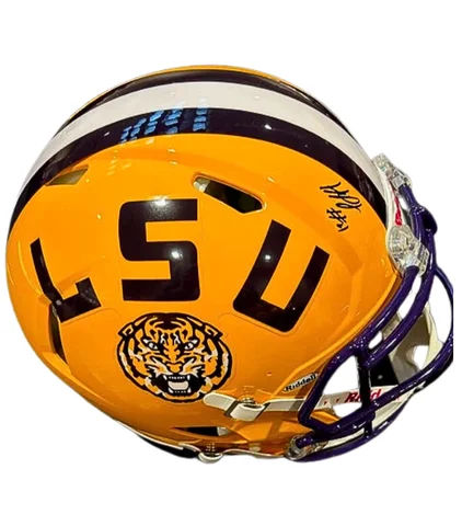 Football helmet face mask and protection options-Harold Perkins Jr. Autographed LSU Yellow Authentic Football Helmet