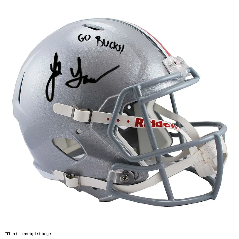 Design and comfort of football helmets-Jack Sawyer Autographed "Go Bucks!" Ohio State Full-Size Helmet