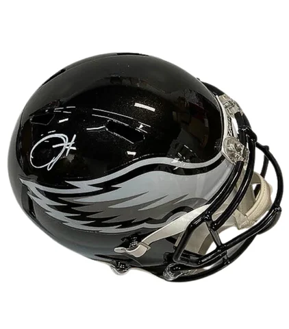 Safety standards for football helmets-Jalen Hurts Autographed Philadelphia Eagles Black Replica Helmet