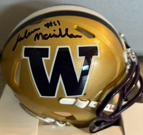 Football helmet cushioning and padding-Jalen McMillan Autographed Washington Huskies Mini Helmet