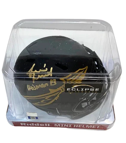 Football helmet adjustment features-Jameis Winston Autographed "Heisman 13" Florida State Seminoles Eclipse Black Mini Helmet