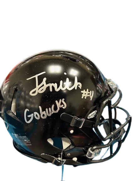 Design philosophy behind football helmets-Jeremiah Smith Autographed Black "Go Bucks!" Ohio State Authentic Football Helmet