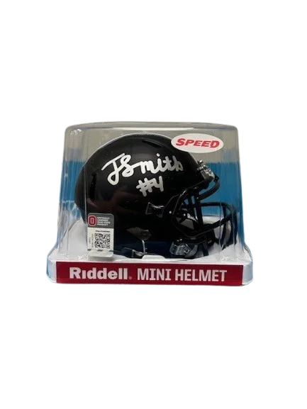 Safety certifications for football helmets-Jeremiah Smith Autographed Black Ohio State Mini Helmet