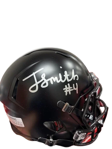 Latest football helmet models-Jeremiah Smith Autographed Black Ohio State Replica Football Helmet