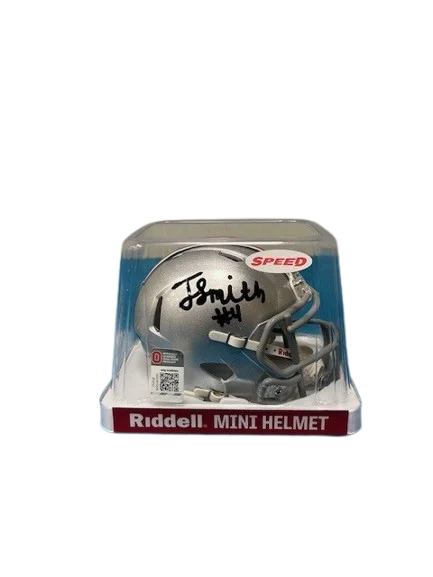 Football helmets for children-Jeremiah Smith Autographed Silver Ohio State Mini Helmet