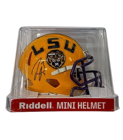 Accessories for football helmets-Joe Burrow Autographed LSU Speed Mini Helmet