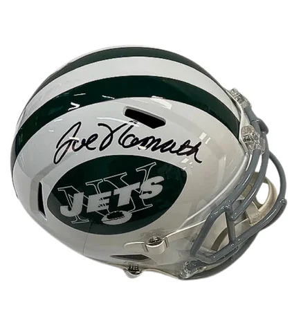 Combination of football helmet and face mask for protection-Joe Namath Autographed New York Jets White Replica Helmet