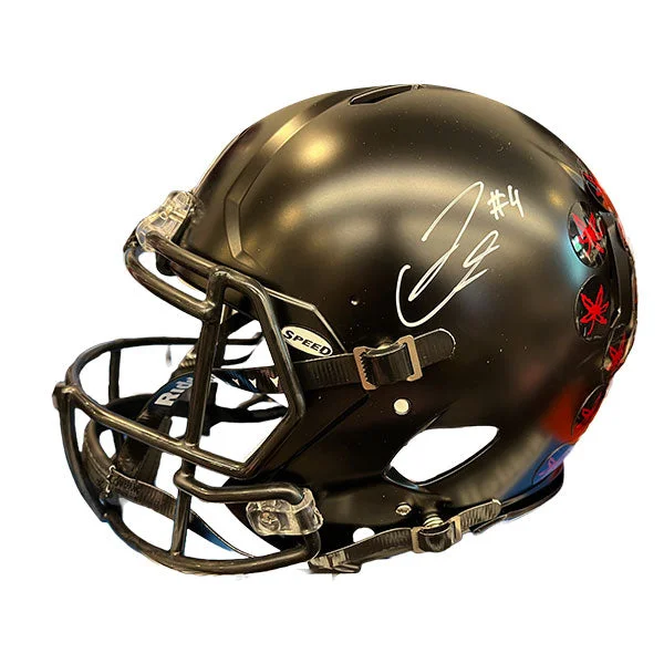 Inner padding design in football helmets-Julian Fleming Autographed Ohio State Black Authentic Football Helmet