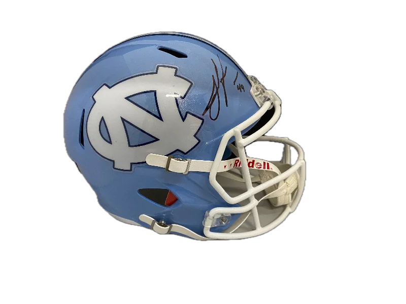 Football helmet impact protection design-Julius Peppers Autographed UNC Full-Size Replica Helmet