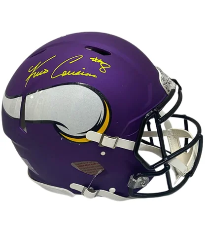 Safest football helmet options-Kirk Cousins Autographed Minnesota Vikings Purple Riddell Speed Authentic Football Helmet