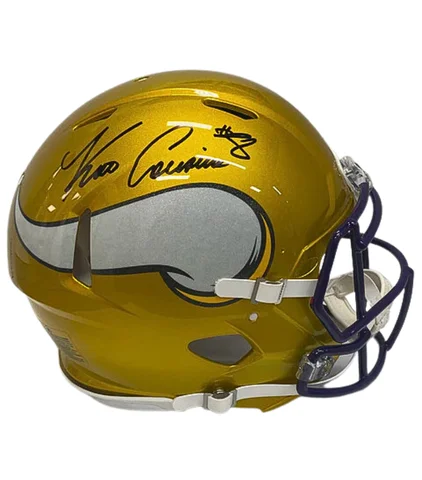 Football helmet cushioning and padding-Kirk Cousins Autographed Minnesota Vikings Yellow Flash Riddell Speed Authentic Football Helmet