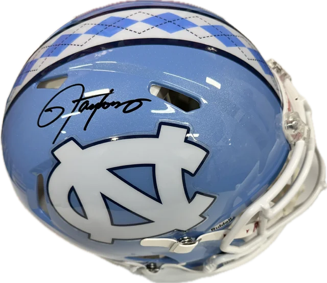 Material innovation in football helmet designs-Lawrence Taylor Autographed UNC Authentic Football Helmet