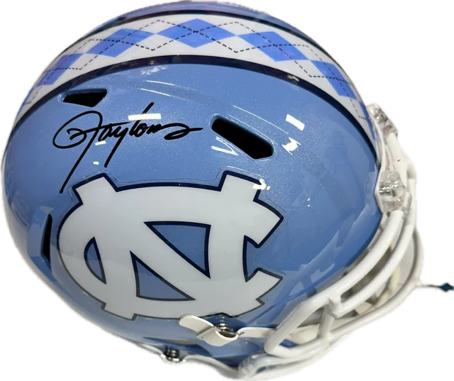 Combining football helmets with face masks effectively-Lawrence Taylor Autographed UNC Replica Football Helmet