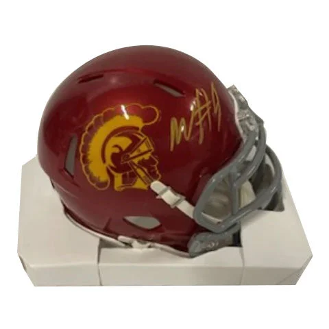 Football helmet comfort and fit-Mario Williams Autographed USC Trojans Red Speed Mini Helmet - Beckett