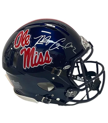 Balancing comfort and protection in football helmets-Matt Corral Autographed Ole Miss Navy Speed Authentic Helmet