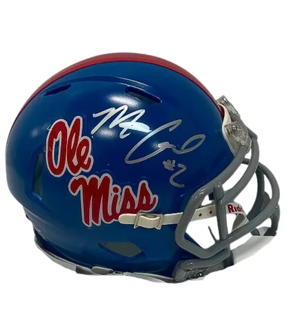 High-quality football helmet brands-Matt Corral Autographed Ole Miss Speed Mini Football Helmet