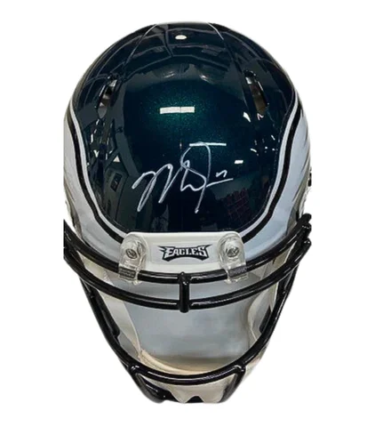 Football helmet adjustment features-Mike Trout Autographed Eagles On-Field Authentic Green Full-Size Helmet