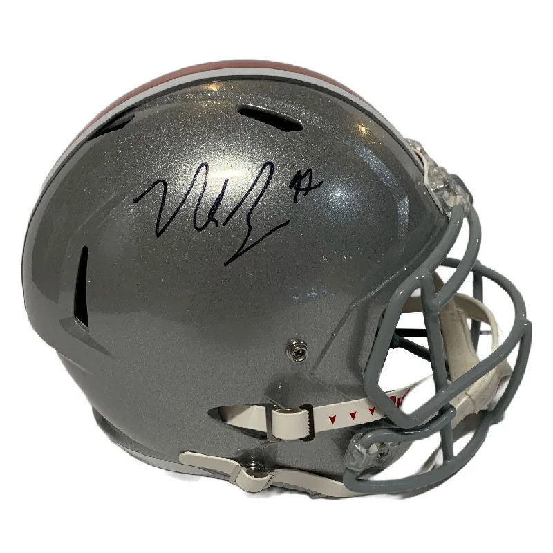 Football helmet shock absorption systems-Nick Bosa Autographed Ohio State Full Size Replica Helmet