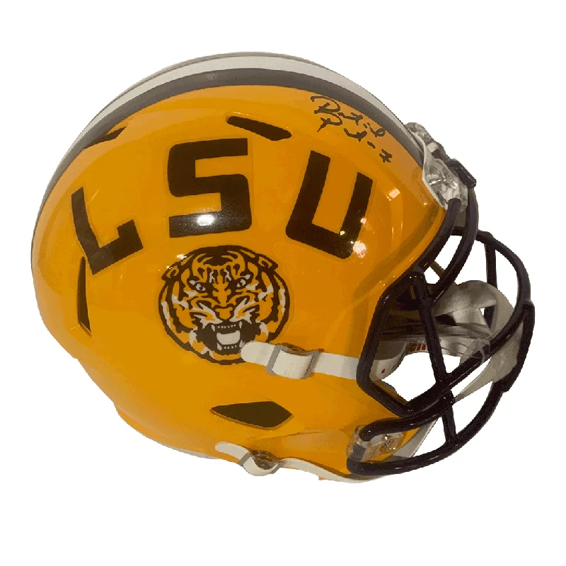 Material innovation in football helmet designs-Patrick Peterson Autographed Replica Speed LSU Full Size Helmet