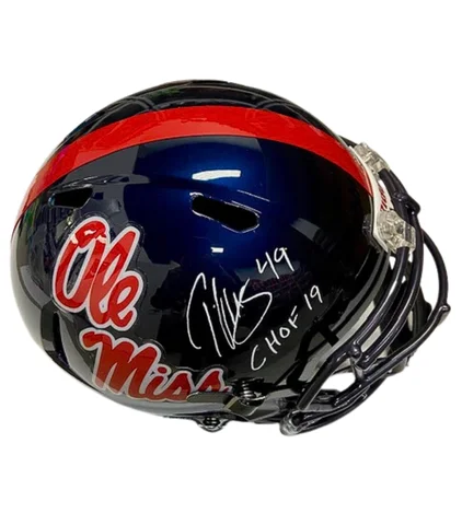 How to choose the best football helmet for your needs-Patrick Willis Autographed “CHOF 19” Ole Miss Navy Replica Football Helmet