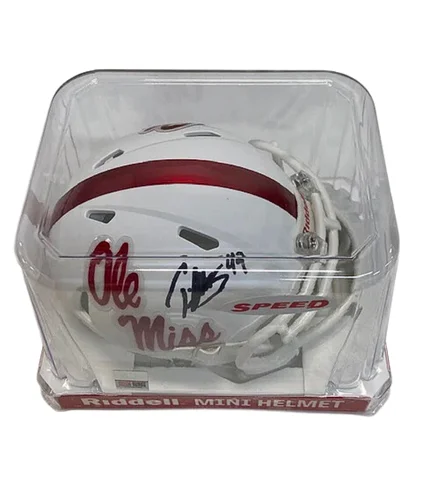 Accessories for football helmets-Patrick Willis Autographed Ole Miss White Mini Football Helmet