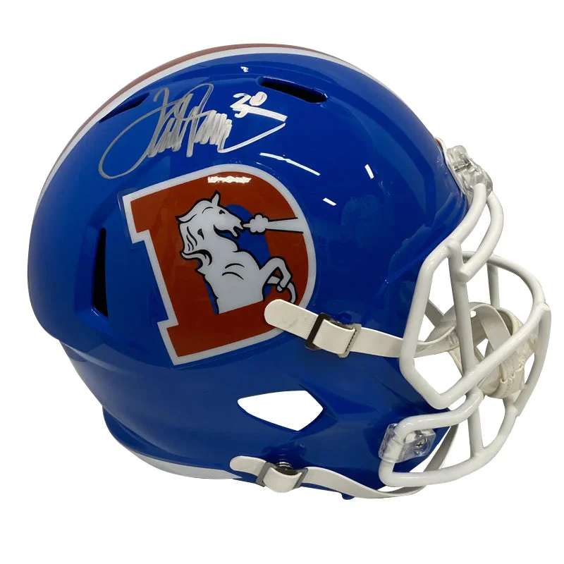 Durability of football helmet materials-Terrell Davis Autographed Denver Broncos Blue ('75-'97) Replica Football Helmet