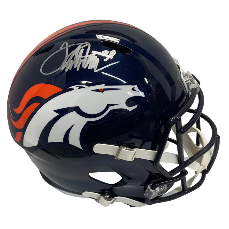 Lightweight football helmets for better mobility-Terrell Davis Autographed Denver Broncos Navy Replica Football Helmet