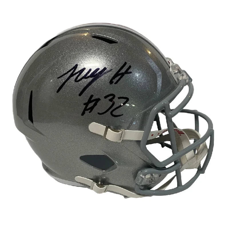 Durability of football helmets over time-TreVeyon Henderson Autographed Ohio State Full Size Replica Helmet