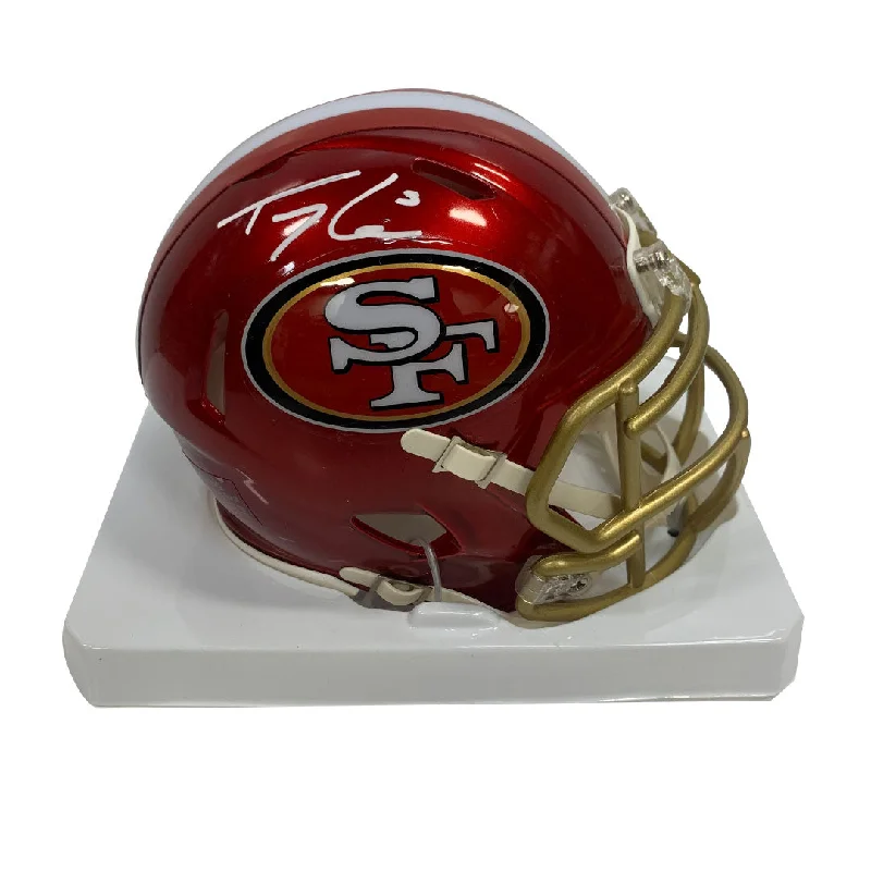 How to check the safety of a football helmet-Trey Lance Autographed SF 49ers Flash Mini Helmet