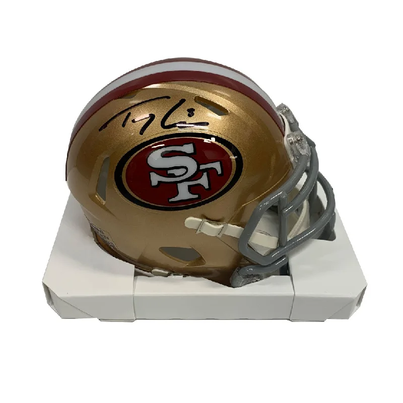 Football helmet shock-absorbing systems-Trey Lance Autographed SF 49ers Mini Helmet