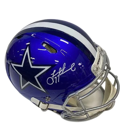 Design philosophy behind football helmets-Troy Aikman Autographed Dallas Cowboys Blue Authentic Helmet