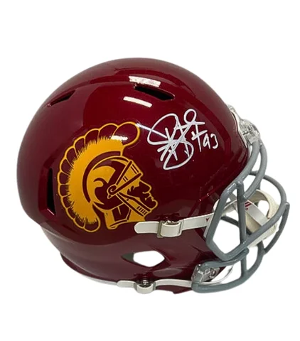 Football helmet impact protection design-Troy Polamalu Autographed USC Replica Football Helmet