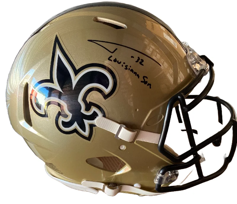 Football helmets suitable for practice use-Tyrann Mathieu Autographed "Louisiana Son" Authentic Saints Full Size Football Helmet