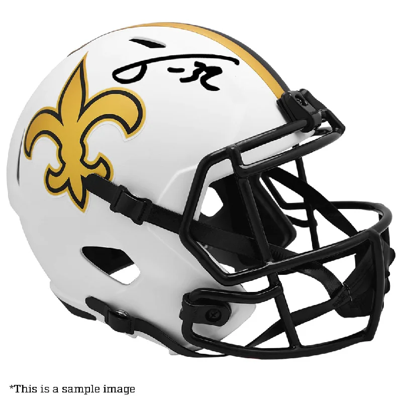 Football helmet impact protection design-Tyrann Mathieu Autographed Saints Lunar White Replica Full Size Helmet