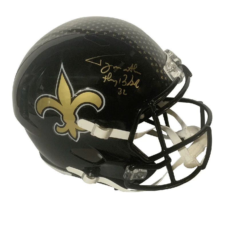 High-quality football helmet brands-Tyrann Mathieu Autographed "Honey Badger" Saints On Field Alternate Full Size Replica Helmet