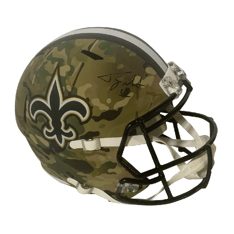 Balancing comfort and protection in football helmets-Tyrann Mathieu Autographed Saints Camo Replica Full Size Helmet