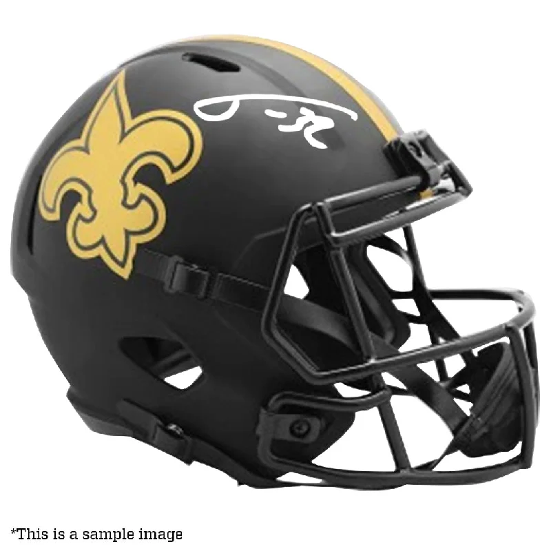 Best football helmets for young players-Tyrann Mathieu Autographed Saints Eclipse Black Replica Full Size Helmet