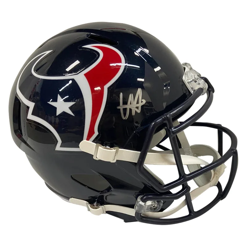 Adjusting football helmet size for maximum comfort-Will Anderson Jr. Houston Texans Autographed Riddell Speed Replica Helmet