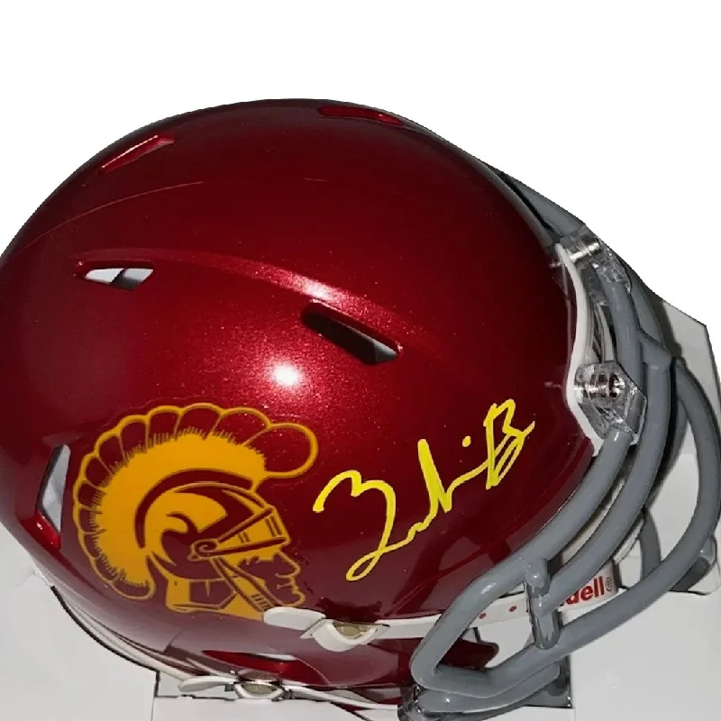 Pairing football helmets with face masks-Zachariah Branch Autographed USC Mini Helmet