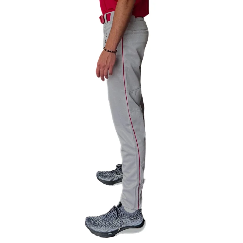 Baseball pants size comparison-BRUCE BOLT Premium Pro Baseball Pant - GREY w/ Red Piping